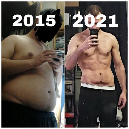 A picture of a 5'10" male showing a weight loss from 290 pounds to 163 pounds. A respectable loss of 127 pounds.