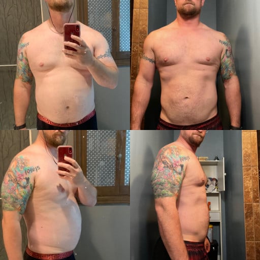 Before and After 30 lbs Fat Loss 6'2 Male 267 lbs to 237 lbs