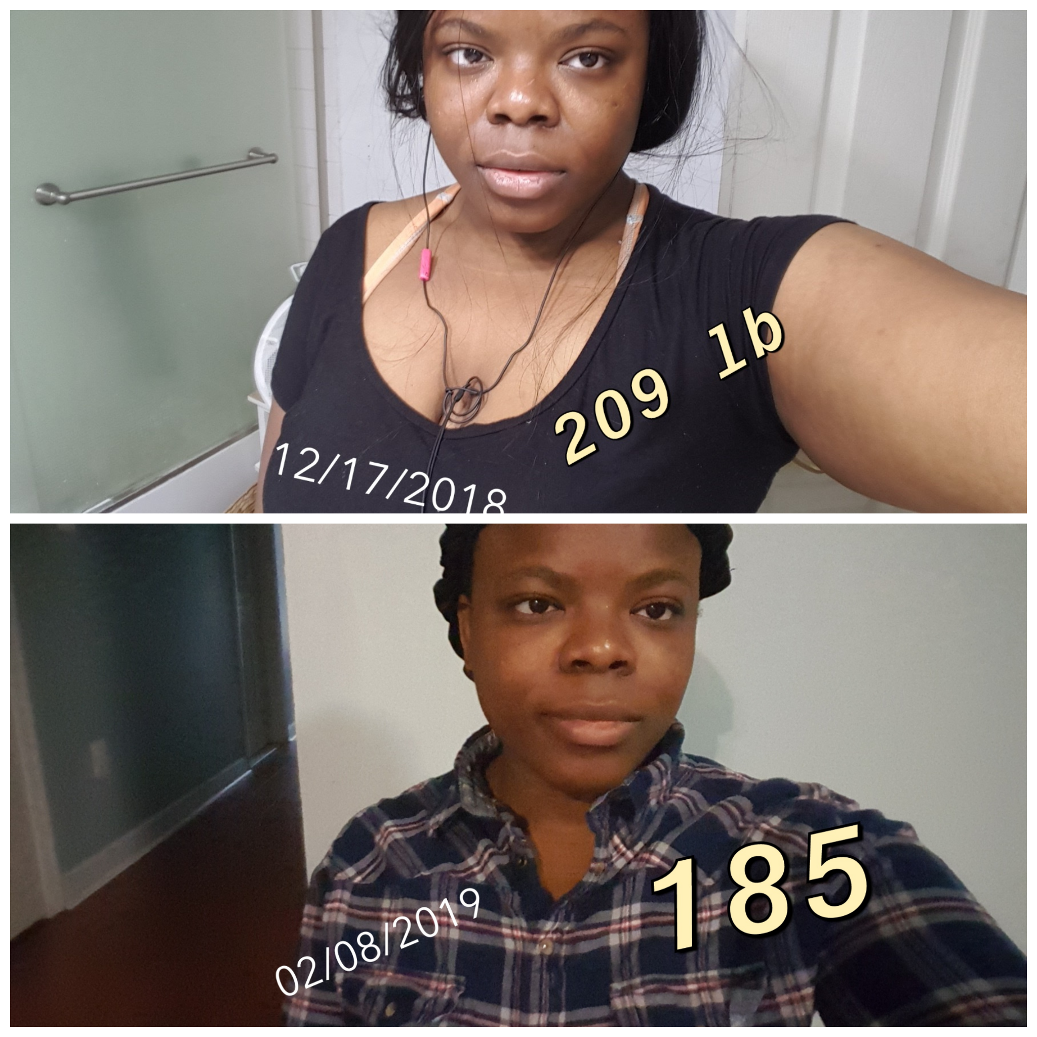 5'2 Female Progress Pics of 24 lbs Fat Loss 209 lbs to 185 lbs