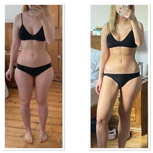 5'2 Female Progress Pics of 4 lbs Fat Loss 113 lbs to 109 lbs