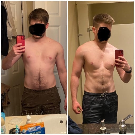 10 lbs Weight Loss Before and After 5'10 Male 175 lbs to 165 lbs