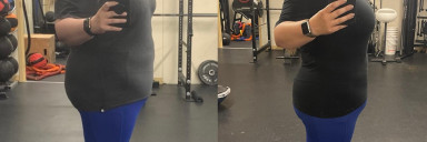 Before and After 58 lbs Fat Loss 5'5 Female 297 lbs to 239 lbs