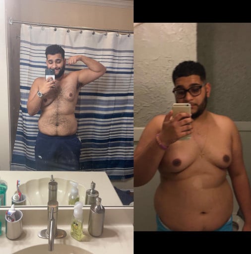 6 foot 1 Male 70 lbs Weight Loss Before and After 300 lbs to 230 lbs