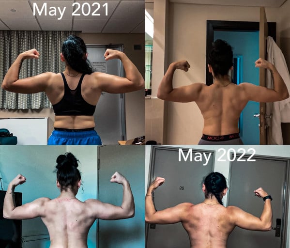 5'2 Female 8 lbs Weight Gain Before and After 130 lbs to 138 lbs