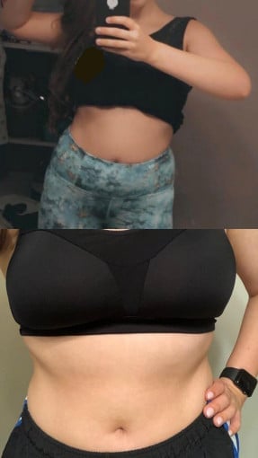 22 lbs Fat Loss Before and After 5 foot 3 Female 140 lbs to 118 lbs