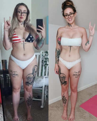 67 lbs Weight Loss Before and After 5'8 Female 220 lbs to 153 lbs