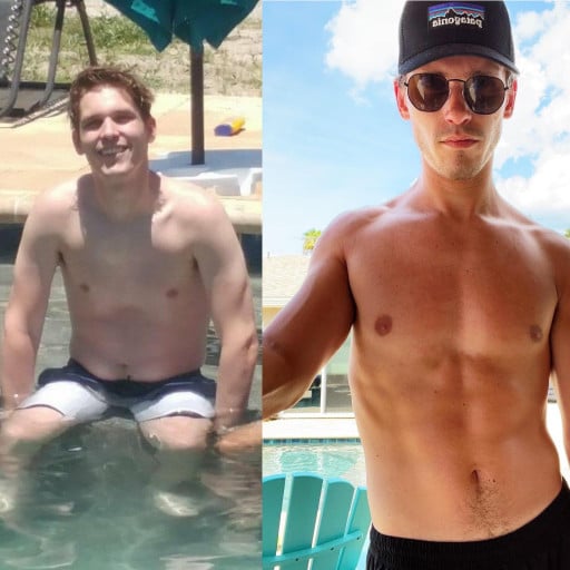 15 lbs Fat Loss Before and After 6 foot Male 185 lbs to 170 lbs