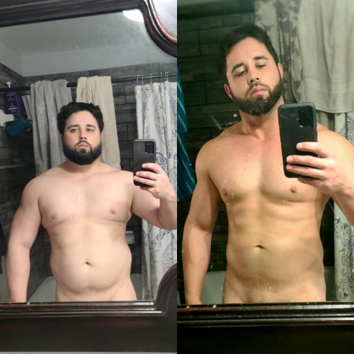 Before and After 30 lbs Weight Loss 5 feet 9 Male 241 lbs to 211 lbs