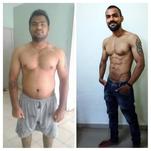 5 feet 8 Male Progress Pics of 67 lbs Fat Loss 210 lbs to 143 lbs