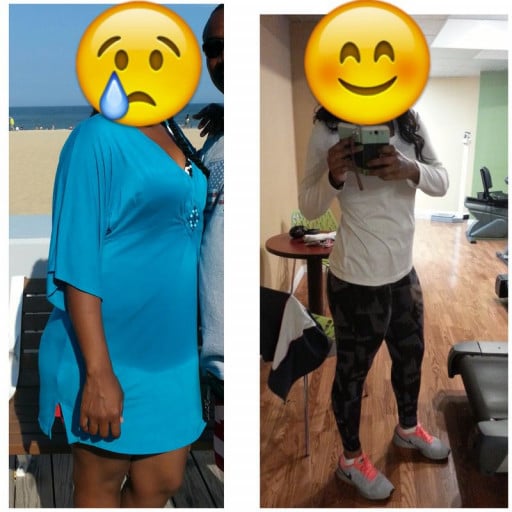 35 lbs Fat Loss Before and After 5 feet 10 Female 214 lbs to 179 lbs