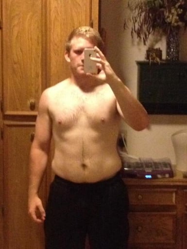 A progress pic of a 5'10" man showing a weight cut from 252 pounds to 192 pounds. A net loss of 60 pounds.