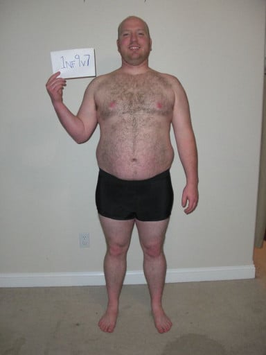 A progress pic of a 5'10" man showing a snapshot of 257 pounds at a height of 5'10