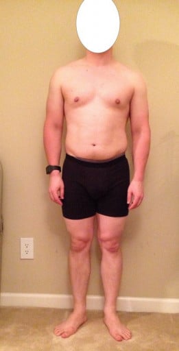 A before and after photo of a 5'6" male showing a snapshot of 170 pounds at a height of 5'6