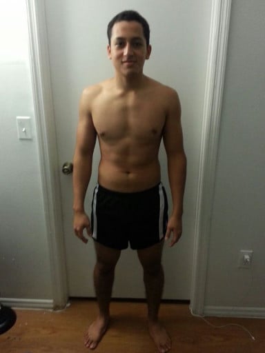 A picture of a 5'8" male showing a snapshot of 158 pounds at a height of 5'8