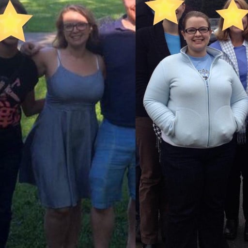 55 lbs Fat Loss Before and After 5'1 Female 215 lbs to 160 lbs