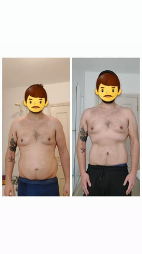 6 lbs Weight Loss Before and After 5'11 Male 191 lbs to 185 lbs