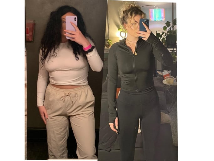 Before and After 51 lbs Weight Loss 5'8 Female 206 lbs to 155 lbs