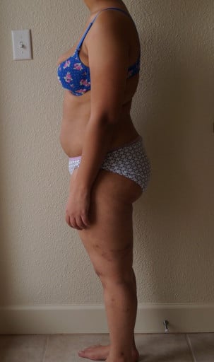 A picture of a 5'4" female showing a snapshot of 163 pounds at a height of 5'4