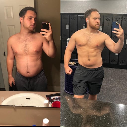 14 lbs Fat Loss Before and After 6 foot Male 230 lbs to 216 lbs