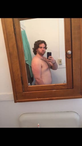 A before and after photo of a 6'0" male showing a fat loss from 280 pounds to 258 pounds. A respectable loss of 22 pounds.
