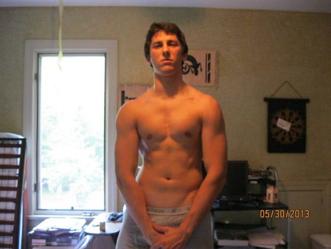 A picture of a 6'0" male showing a snapshot of 165 pounds at a height of 6'0