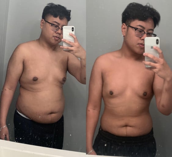 Before and After 32 lbs Weight Loss 5 foot 8 Male 196 lbs to 164 lbs