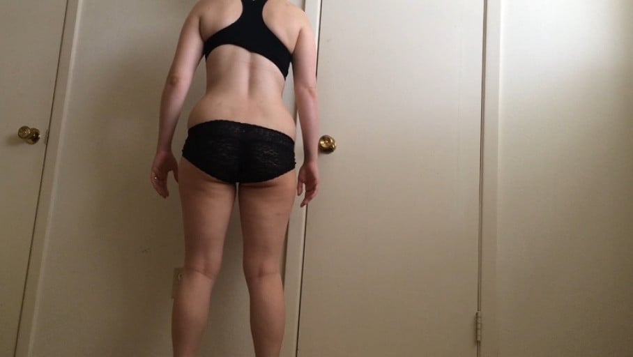 A progress pic of a 5'4" woman showing a snapshot of 136 pounds at a height of 5'4