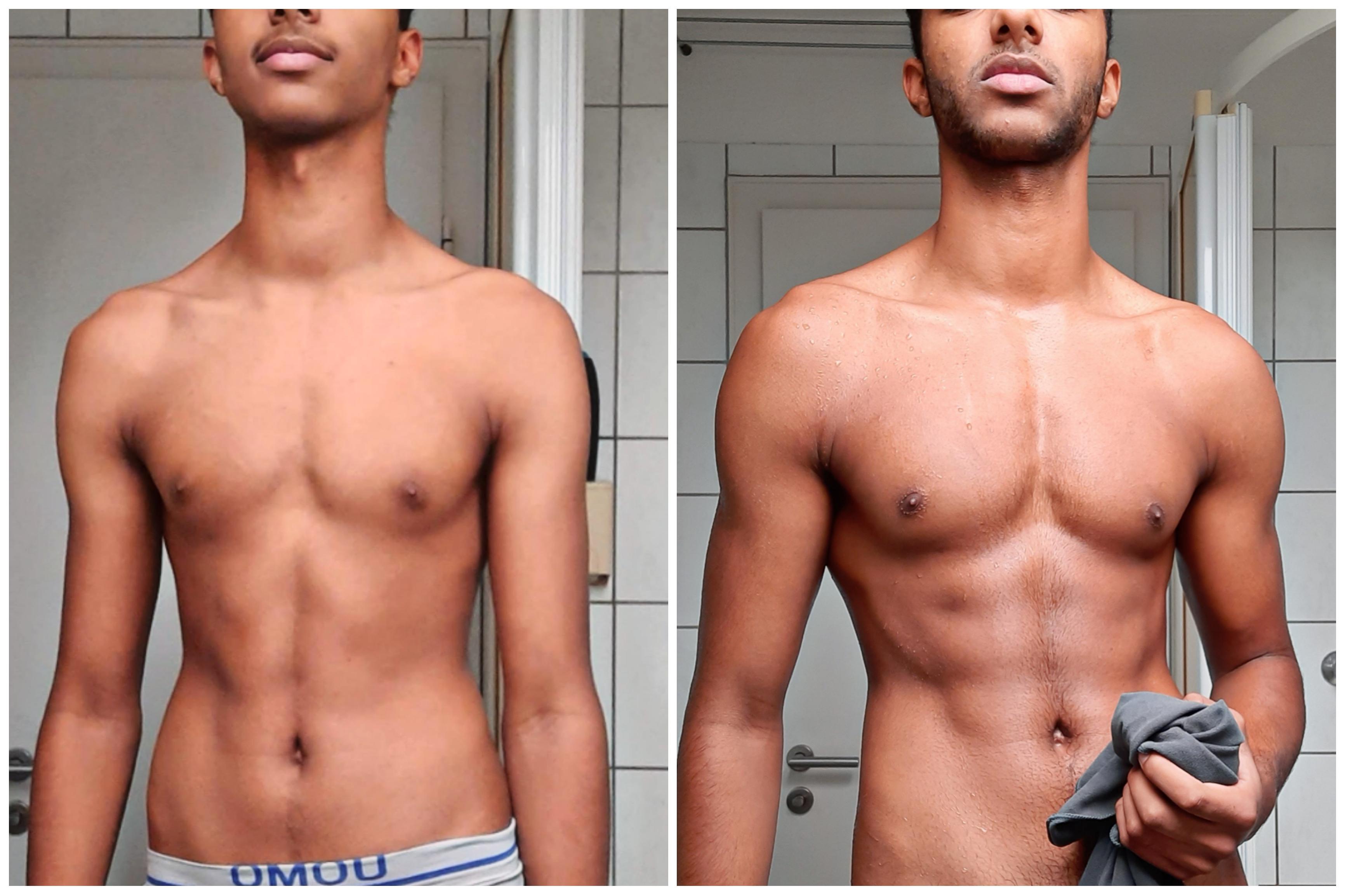 6 feet 4 Male Before and After 36 lbs Weight Gain 162 lbs to 198 lbs