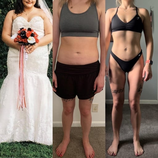 81 lbs Fat Loss Before and After 5 feet 5 Female 210 lbs to 129 lbs