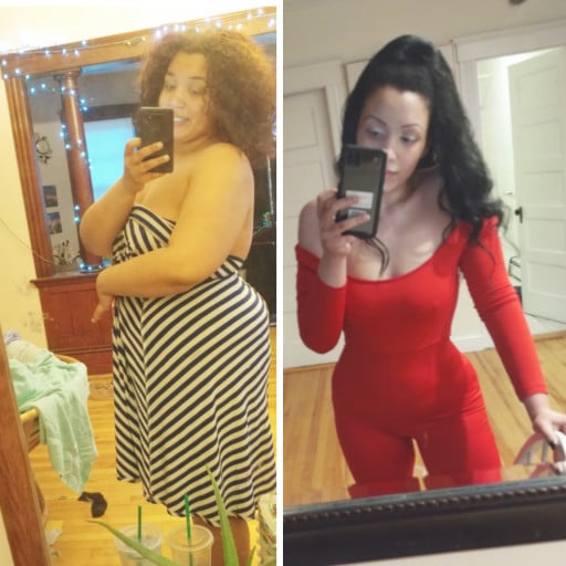 Before and After 162 lbs Weight Loss 5'7 Female 283 lbs to 121 lbs