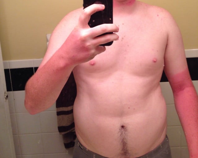 A progress pic of a 5'8" man showing a weight loss from 178 pounds to 160 pounds. A net loss of 18 pounds.