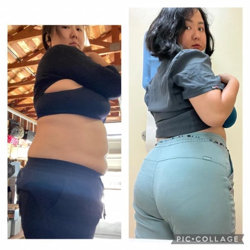 5 foot 1 Female Before and After 5 lbs Weight Loss 180 lbs to 175 lbs