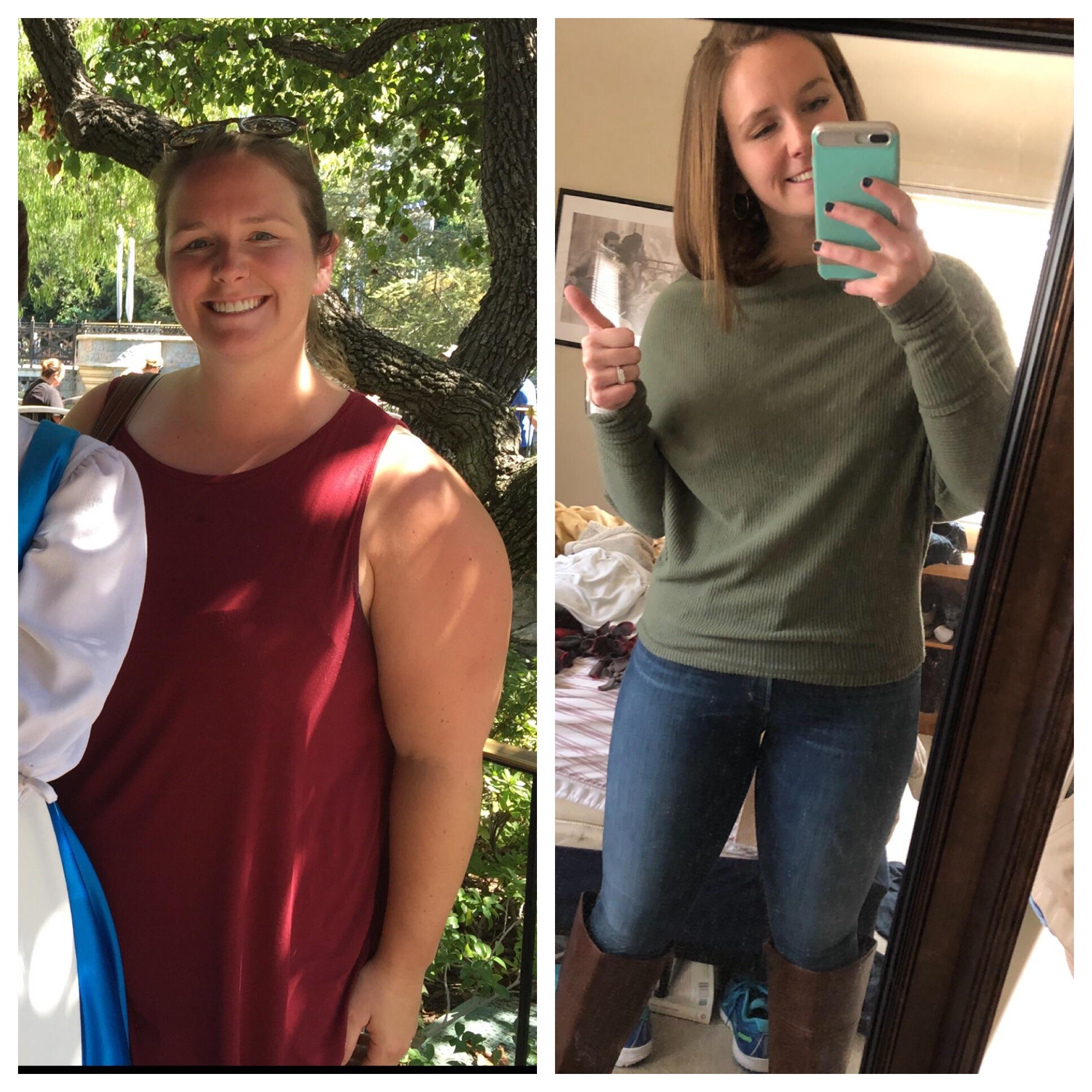 5 feet 7 Female Before and After 65 lbs Weight Loss 230 lbs to 165 lbs