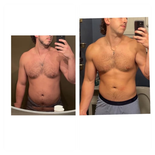 5 feet 11 Male Before and After 17 lbs Weight Loss 205 lbs to 188 lbs