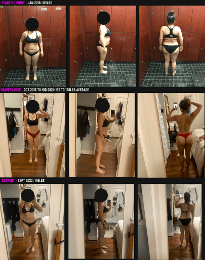 Before and After 33 lbs Fat Loss 5'3 Female 165 lbs to 132 lbs