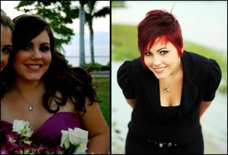 A picture of a 5'6" female showing a weight loss from 190 pounds to 165 pounds. A respectable loss of 25 pounds.