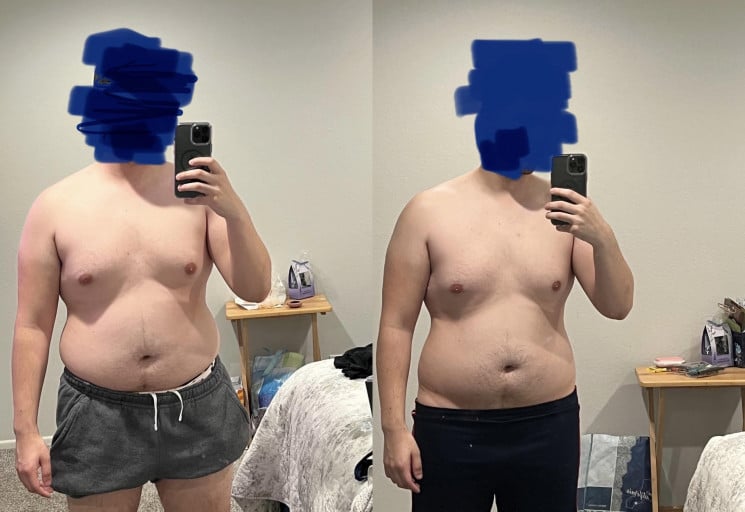5'9 Male 7 lbs Fat Loss Before and After 205 lbs to 198 lbs