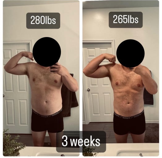 M/34/6’3” Shows 15Lb Weight Loss in Just over 3 Weeks