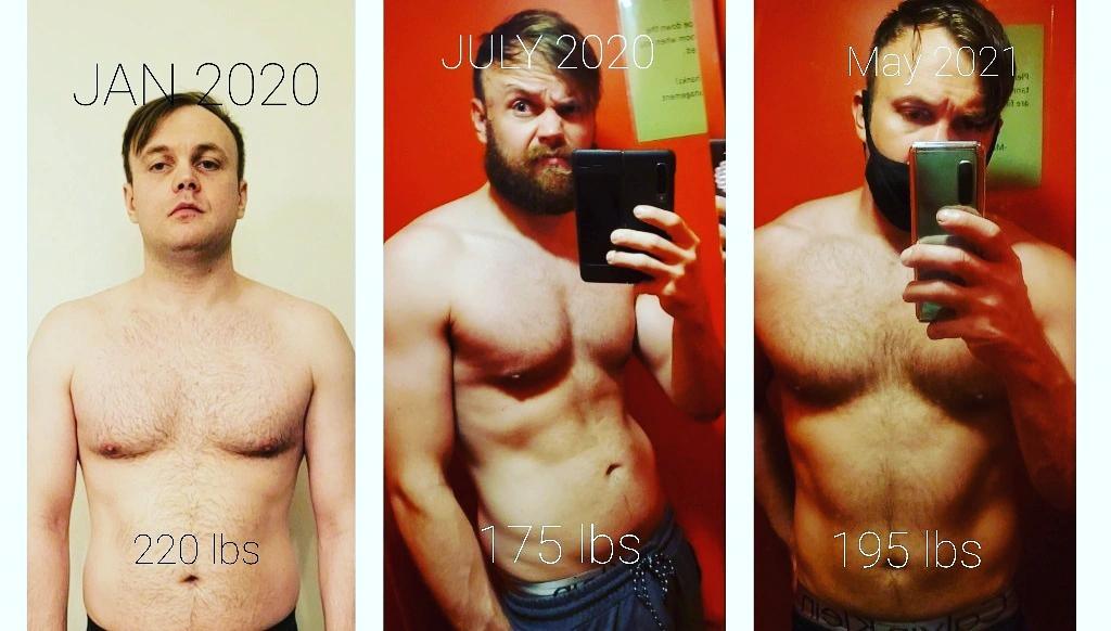 25 lbs Weight Loss 6 foot Male 220 lbs to 195 lbs