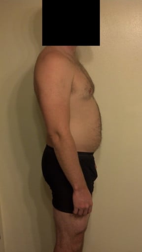 A before and after photo of a 5'10" male showing a snapshot of 206 pounds at a height of 5'10