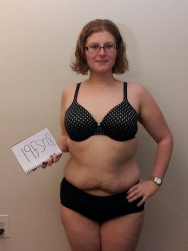 A progress pic of a 5'5" woman showing a snapshot of 178 pounds at a height of 5'5