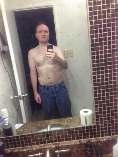 A picture of a 5'10" male showing a weight loss from 195 pounds to 158 pounds. A total loss of 37 pounds.