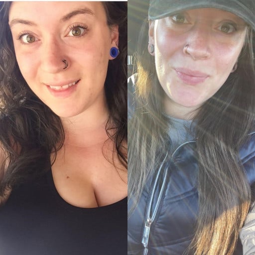 Before and After 18 lbs Weight Loss 5 foot 2 Female 190 lbs to 172 lbs