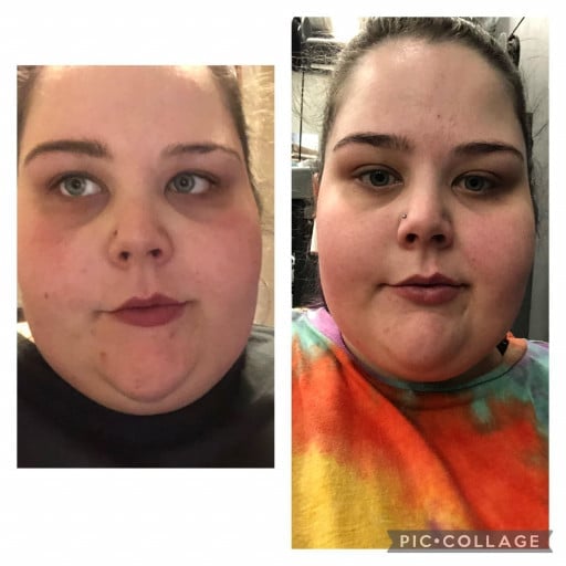 54 lbs Fat Loss Before and After 5 foot 6 Female 497 lbs to 443 lbs
