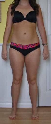 A progress pic of a 5'8" woman showing a snapshot of 153 pounds at a height of 5'8