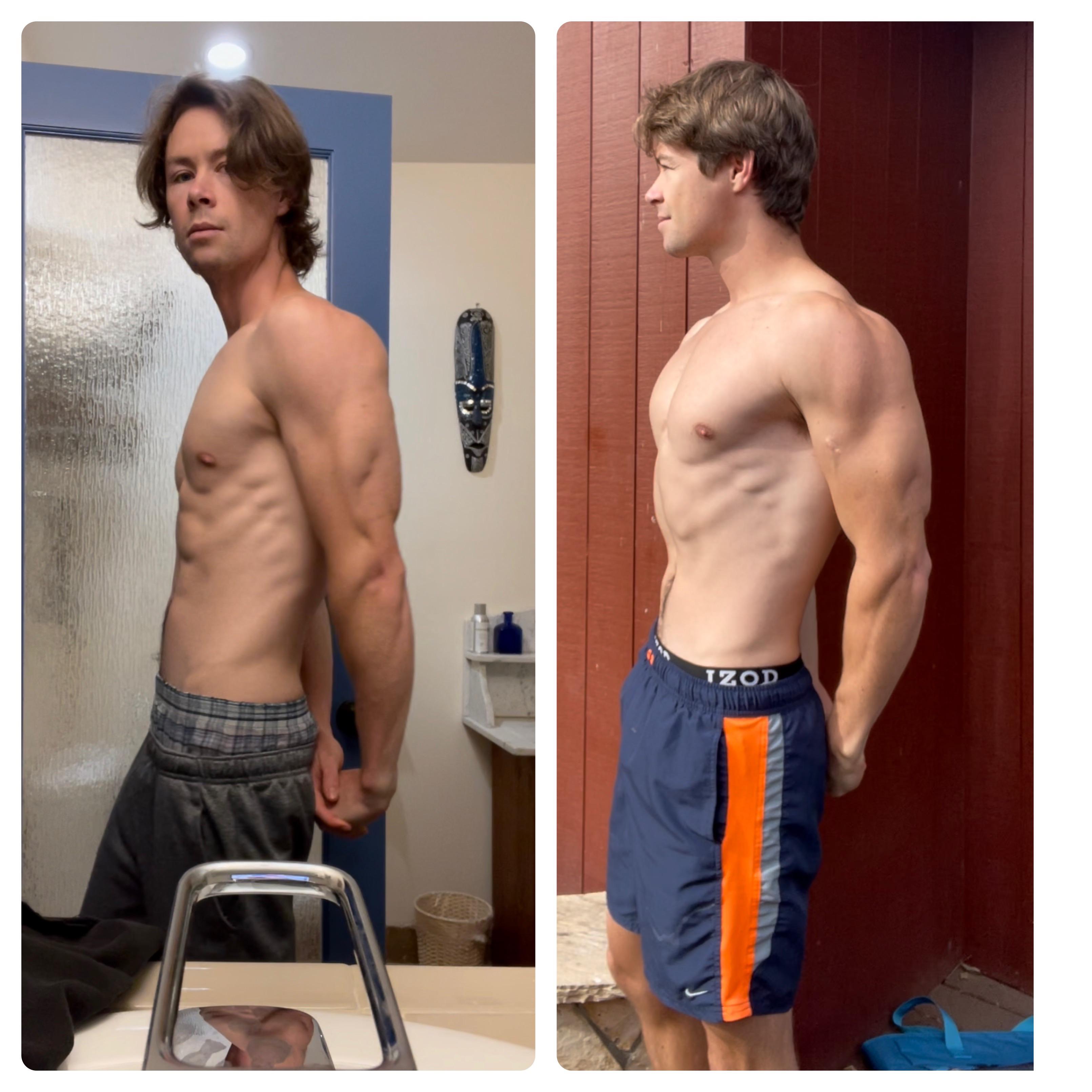 6'2 Male Progress Pics of 20 lbs Weight Gain 150 lbs to 170 lbs