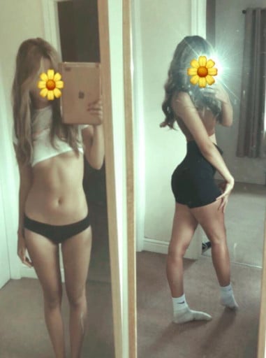 5'7 Female 6 lbs Weight Gain Before and After 110 lbs to 116 lbs
