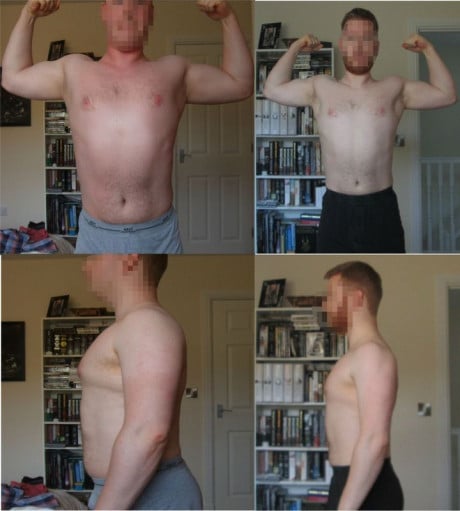 A picture of a 5'8" male showing a weight loss from 185 pounds to 167 pounds. A total loss of 18 pounds.
