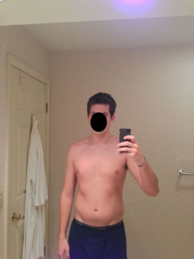 A photo of a 5'11" man showing a weight reduction from 195 pounds to 165 pounds. A total loss of 30 pounds.