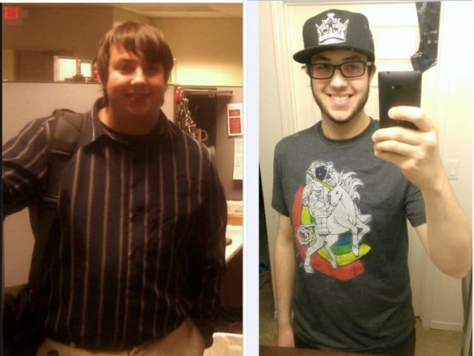 A picture of a 6'1" male showing a weight loss from 260 pounds to 198 pounds. A net loss of 62 pounds.